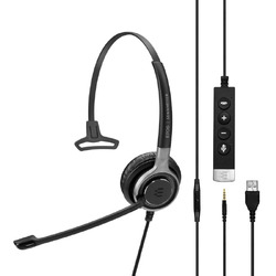 IMPACT SC 635 USB-A Premium, wired, single-sided headset with connectivity to PC/softphone or mobile devices using USB or 3.5 mm jack