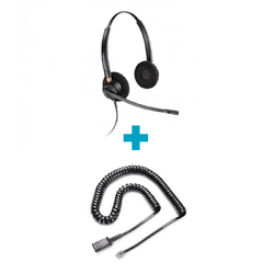 EncorePro HW520 Stereo Noise Cancelling Wired Headset and U10P-S Reverse Polaris Cable Bundle