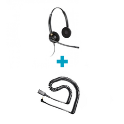 EncorePro HW520 Stereo Noise Cancelling Wired Headset and Right Angle 3.5mm to QD Cable for Alcatel Bundle