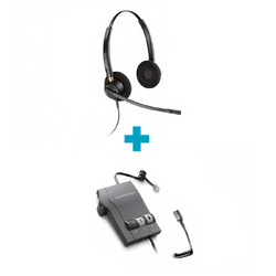 EncorePro HW520 Stereo Noise Cancelling Wired Headset and M22 Vista Universal Amplifier Bundle