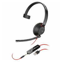 HP POLY BLACKWIRE C5210 UC MONO CORDED HEADSET, 3.5MM & USB-A