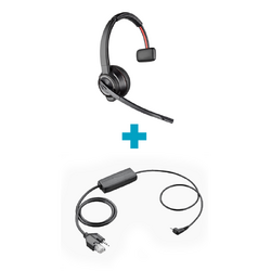 Savi W8210 UC Mono DECT Wireless Headset and APC-45 Electronic Hook Switch Cable Bundle