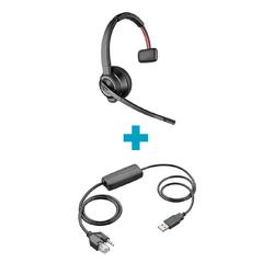 Savi W8210 UC Mono DECT Wireless Headset and APU-72 Electronic Hook Switch Bundle