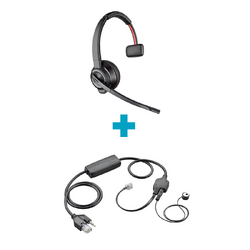 Savi W8210 UC Mono DECT Wireless Headset and APV-63 Electronic Hook Switch Bundle