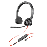 Plantronics Plantronics Blackwire 3325, BW3325, UC, Binaural with 3.5mm and USB-A Corded Headset