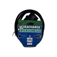 Ultracharge 2m piggyback extension lead (black)