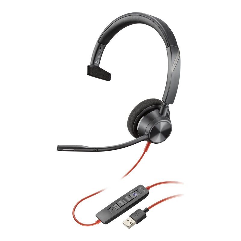 HP POLY BLACKWIRE 3310 MS , MONO CORDED HEADSET USB-A