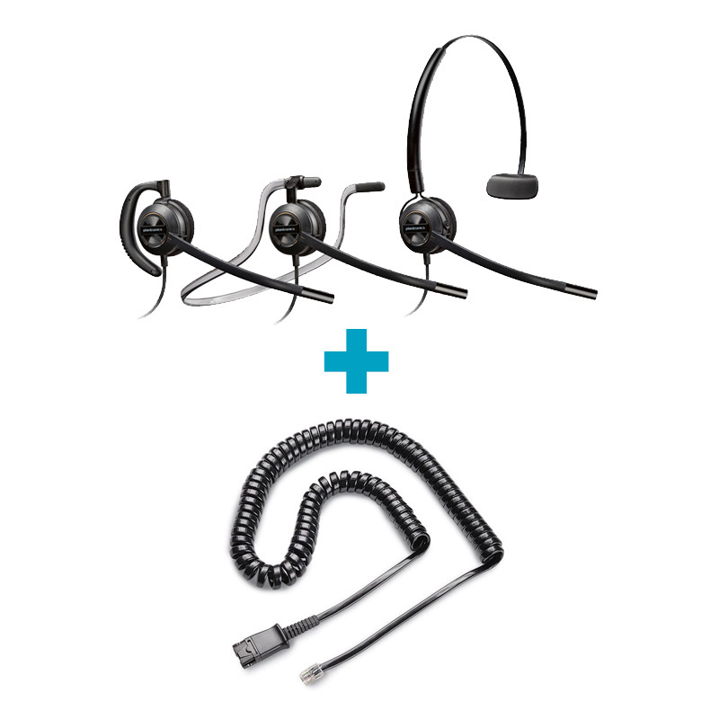 EncorePro HW540 Convertible Mono Headset and U10P Polaris Cable Bundle