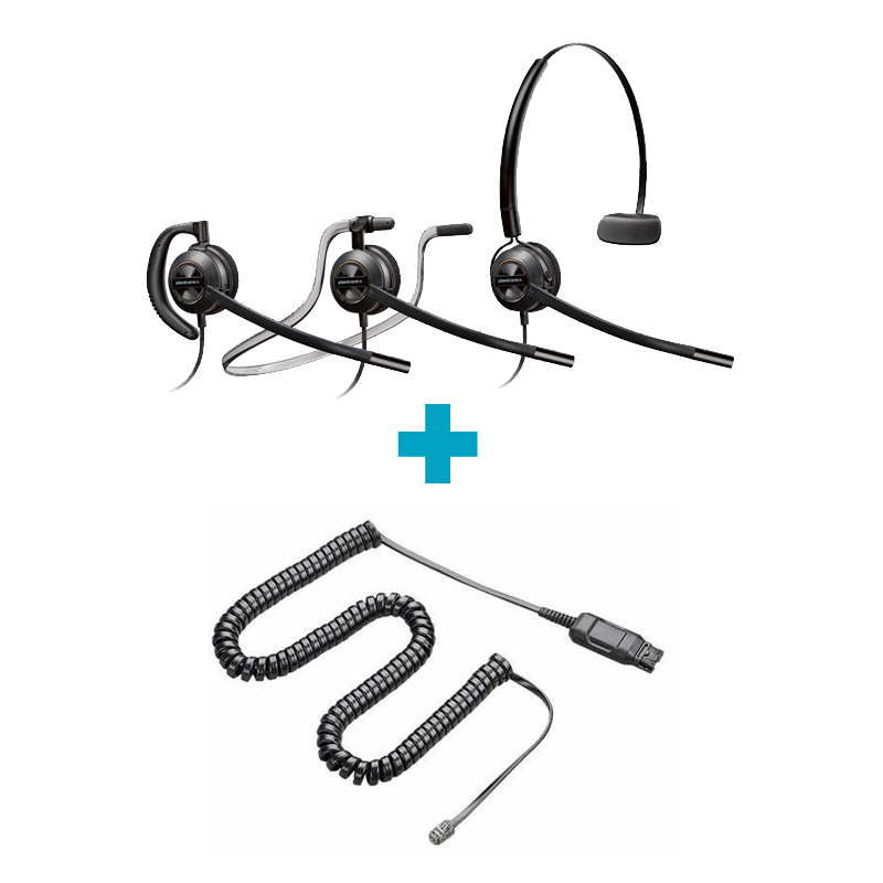 EncorePro HW540 Convertible Mono Wired Headset and A10-16 Cable Amplifier Bundle