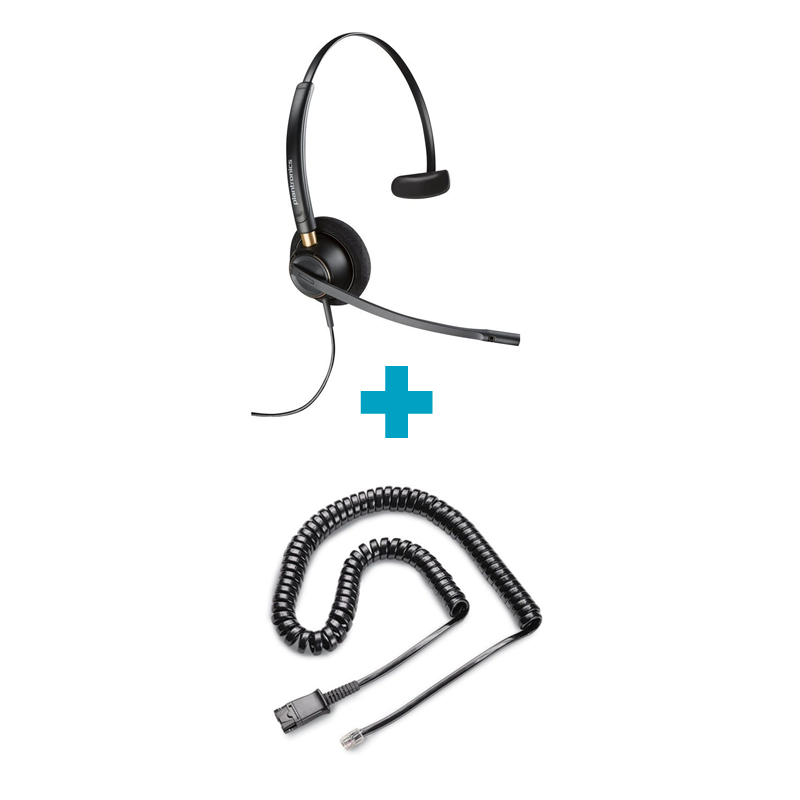 EncorePro HW510 Mono Wired Headset and U10P Polaris Cable Bundle