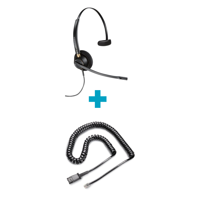 EncorePro HW510 Mono Wired Headset and U10P-S Reverse Polaris Cable Bundle