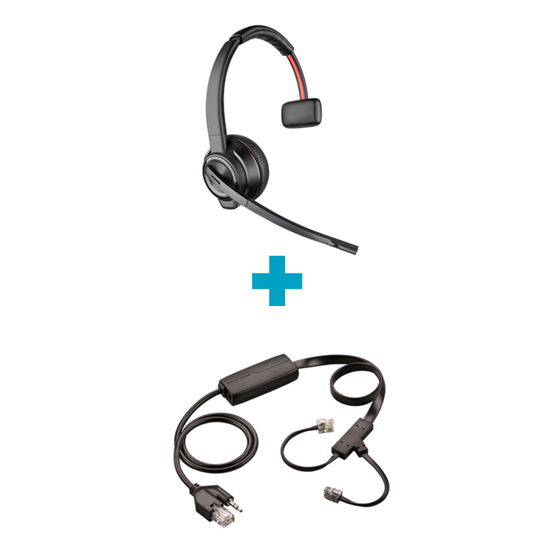 Savi W8210 UC Mono DECT Wireless Headset and APC-43 Electronic Hook Switch Bundle