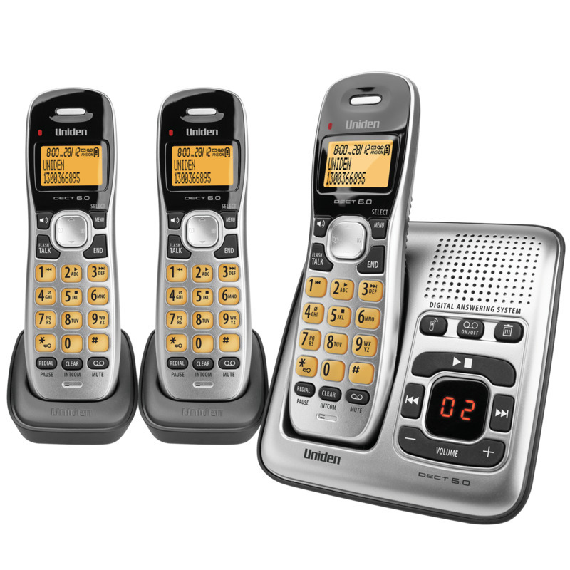 Uniden DECT 1735+2 Cordless Phone with 2 Extra Handsets