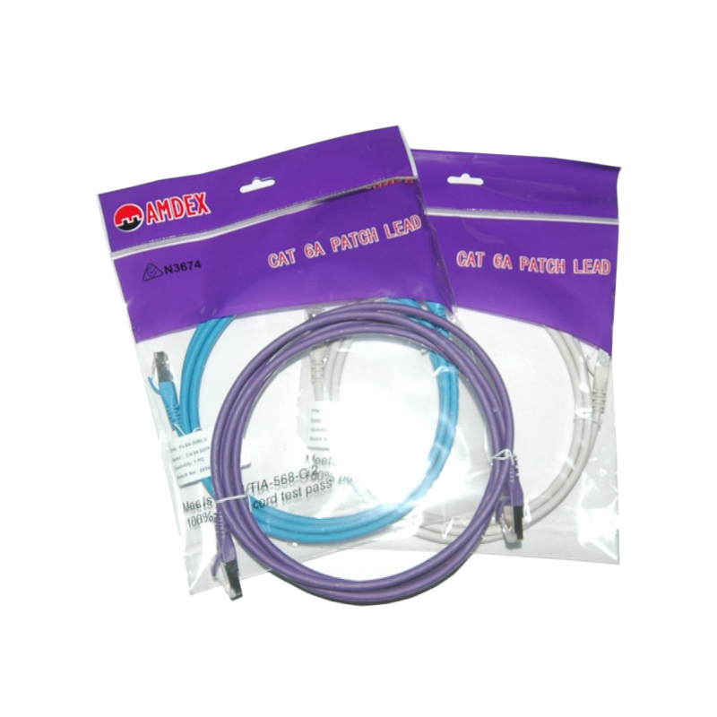 Cat-6A 0.5m SSTP LSZH Ethernet Patch Lead (Purple)