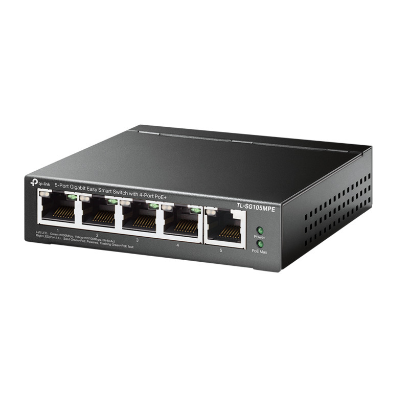 TP-Link TL-SG105MPE New 5-Port Gigabit Easy Smart Switch with 4-Port PoE+